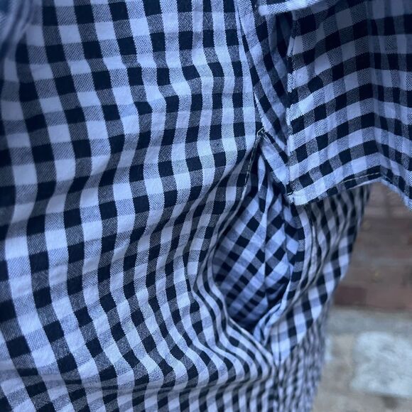 BEACH LUNCH LOUNGE GINGHAM RUFFLE 3/4 SLEEVE MIDI DRESS MEDIUM - Picture 7 of 15